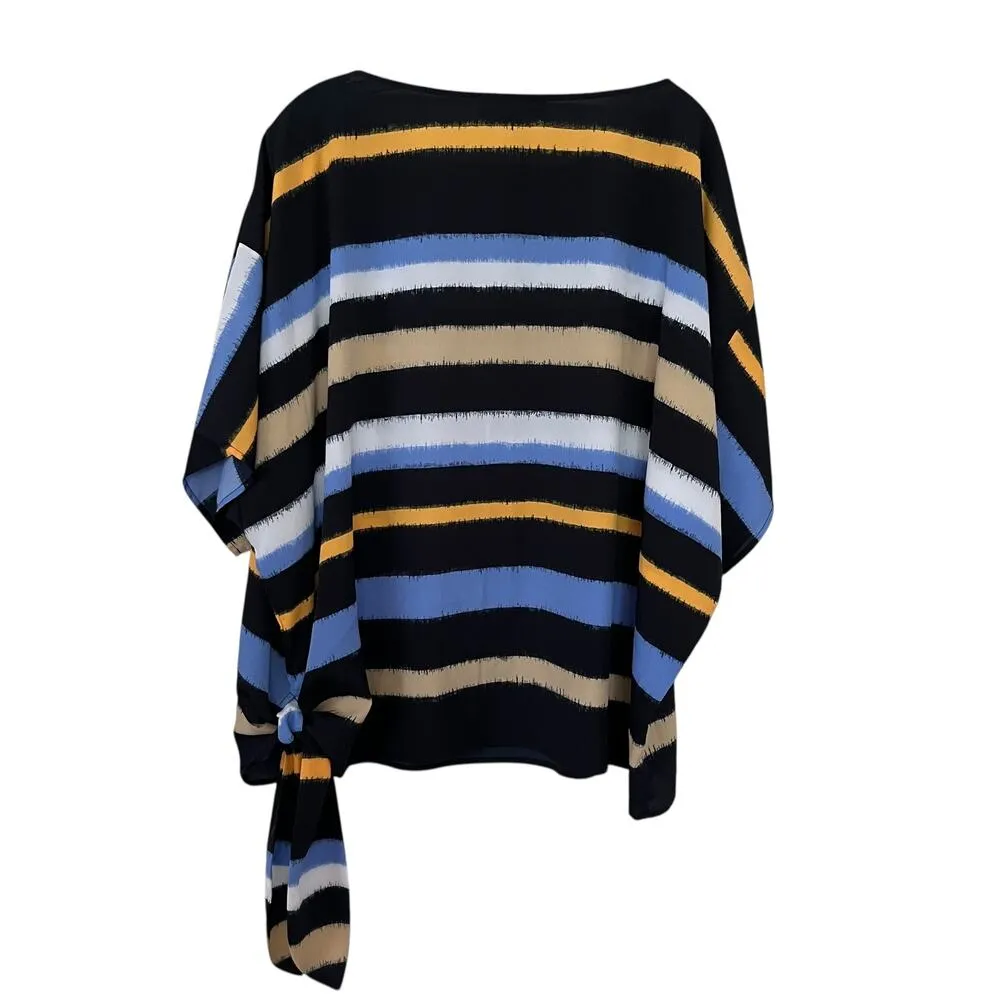 Michael Kors Navy Westcliff Striped Side Tie Dolman Short Sleeve Blouse Plus 3X - Image 6