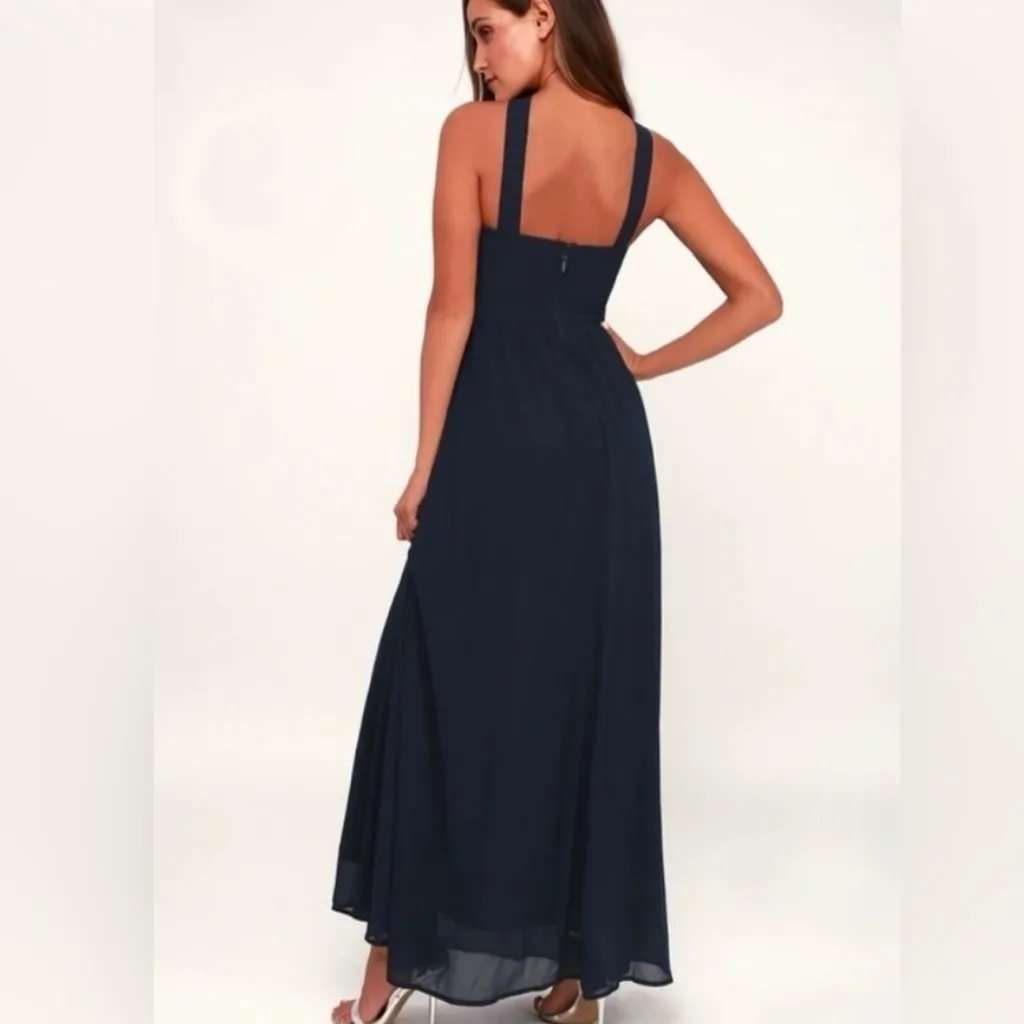 Lulus Air of Romance Navy Blue Chiffon Maxi Dress Size XL‎ - Image 5
