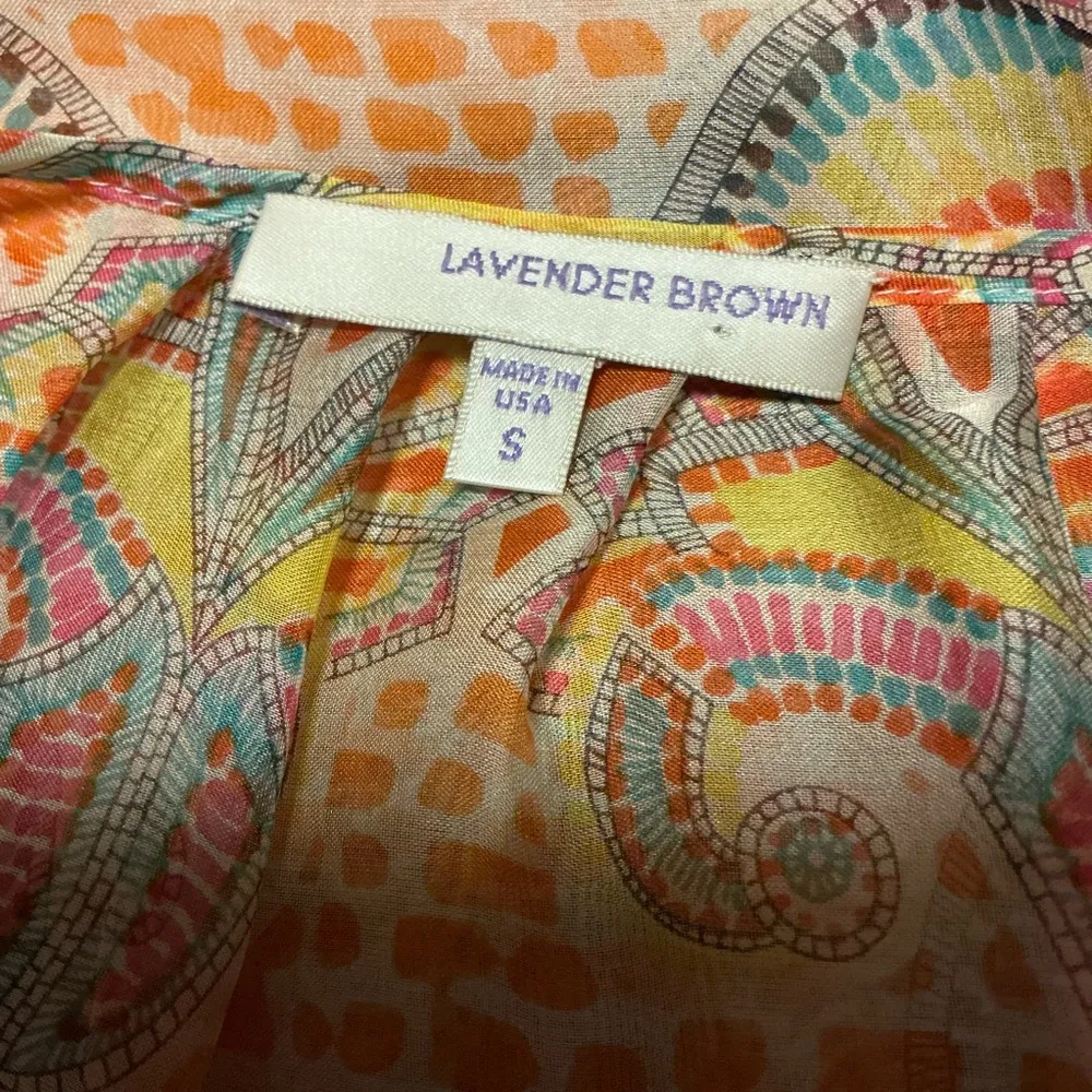 Lavender Brown Boho Colorful Silk Blouse - Image 2