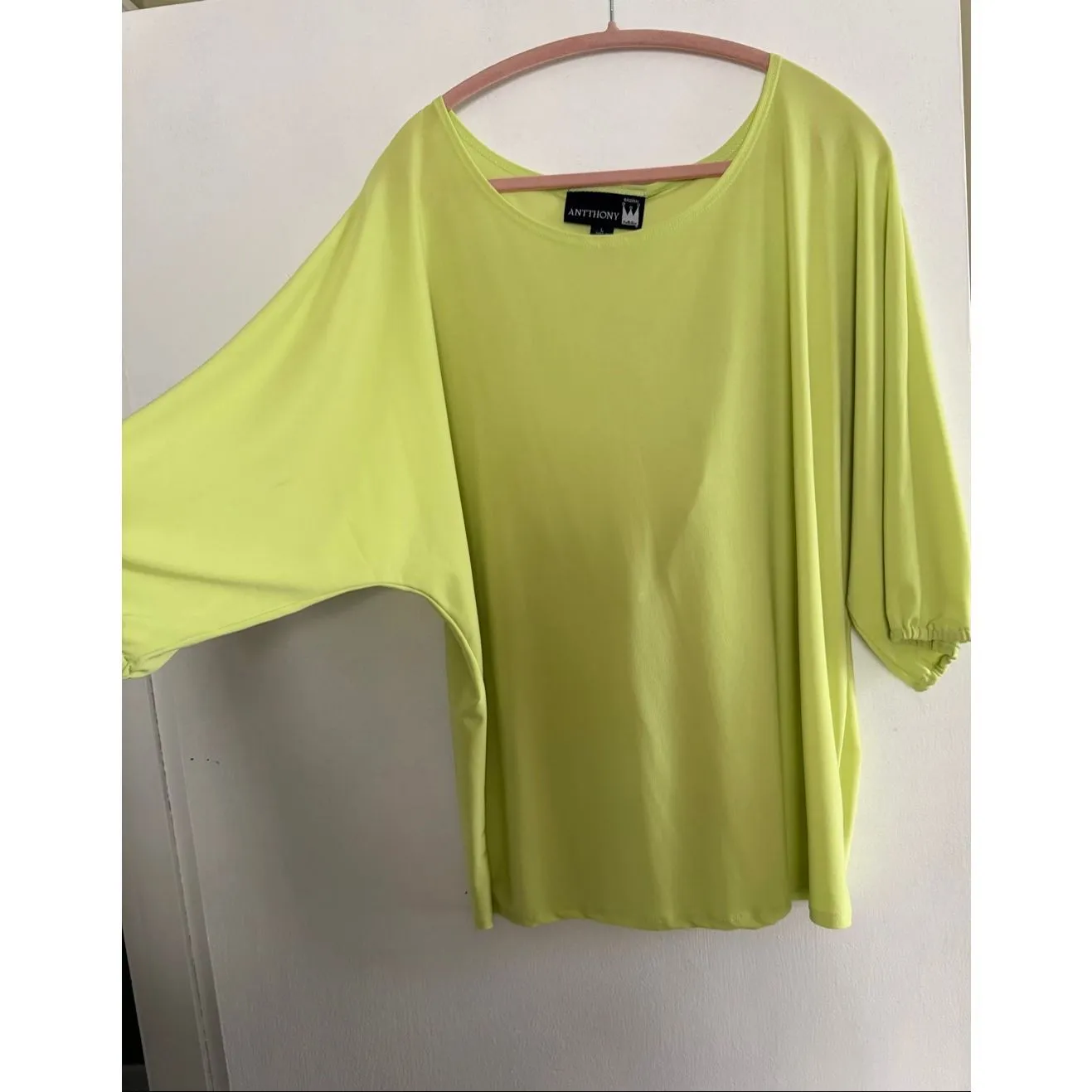 Antthony Lime Green Draped Back Top Batwing Sleeves Loose Fit L Size L - Image 2
