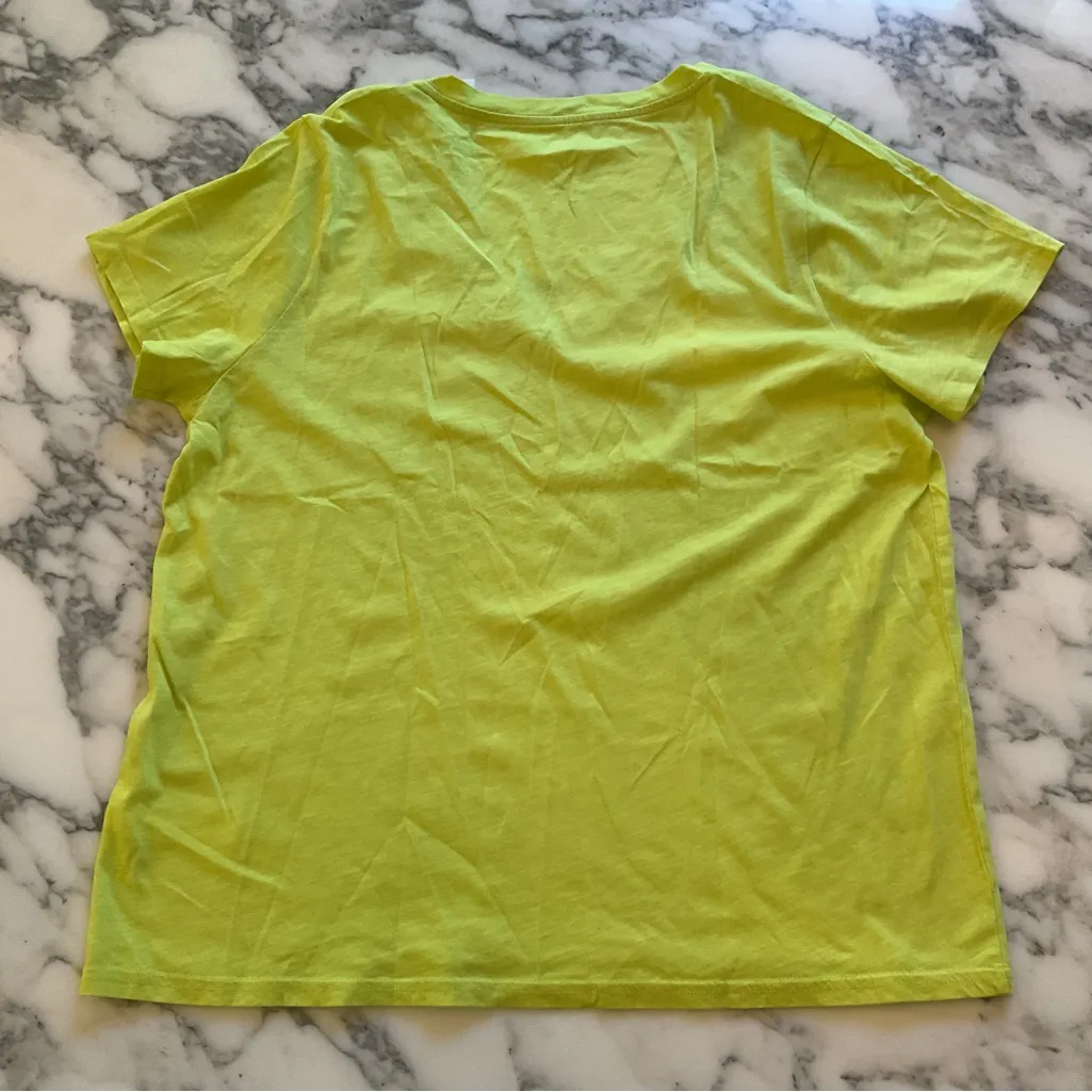 NWT JCrew V Neck Slub Cotton Tee Acid Yellow Women’s Short Sleeve XL - Image 4