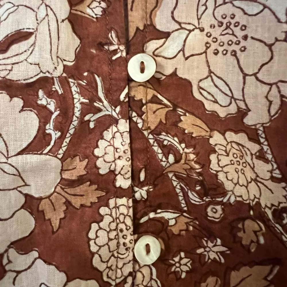 Nasir Button Up Shirt Floral Top Organic Cotton Blouse NWT Large - Image 8