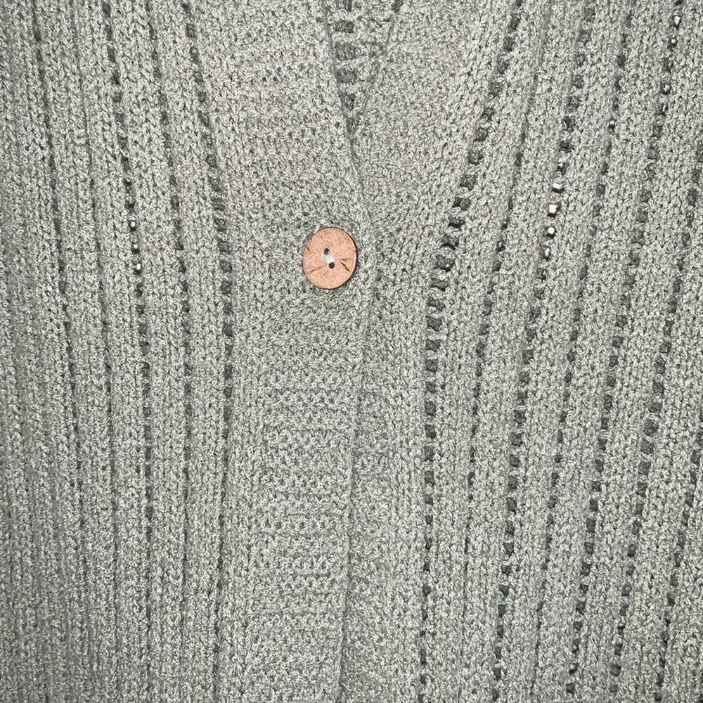 J. Jill open knit slouchy jade green hooded sweater cardigan woman size XL - Image 2