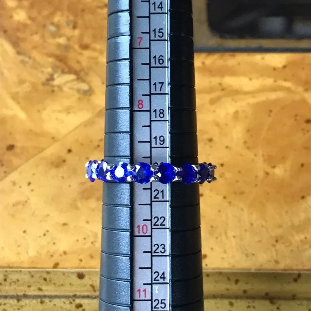 Natural Blue Spinel Sterling Silver Eternity Ring Size 9 - Image 7
