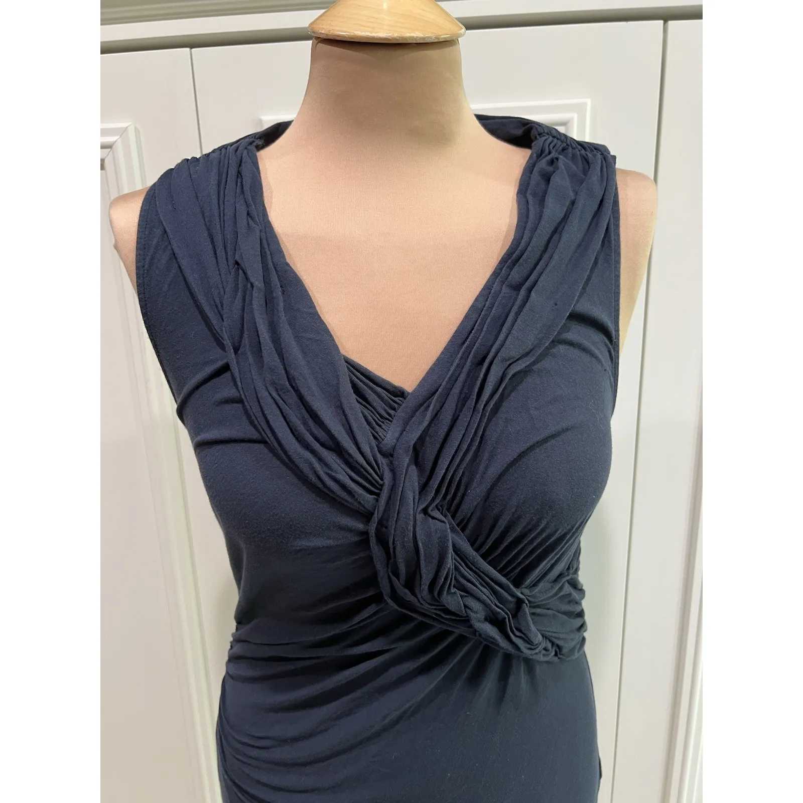 Anthropologie Butterfly Navy Ruched Twist Front Tank‎ Top Basic Boho - Image 2