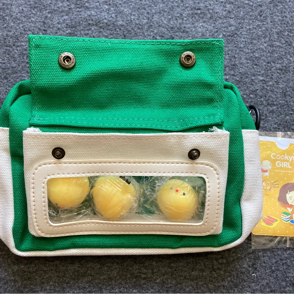 Green Canvas Messenger Shoulder Bag with Stress Relief Chicken Toy Cute Satche - Image 4