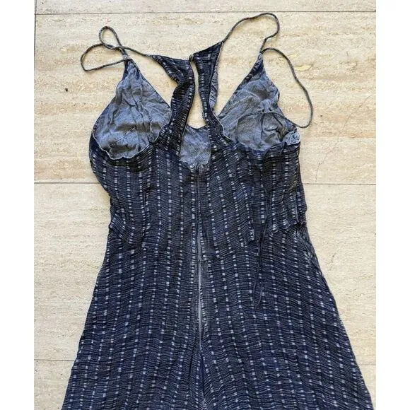 Anthropologie HD‎ in Paris Harbor CropWide Leg Jumpsuit Cupro Navy Size 12 - Image 4