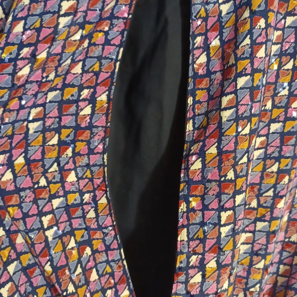 Studio 1 New York vintage groovy purple pink geometric fit & flare dress size 12 - Image 5