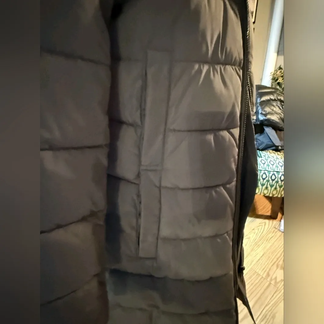 DKNY Faux-Fur-Trim Hooded Puffer Coat S Gray Size XS - Image 4