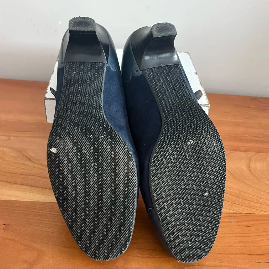 Women’s SAS Cate Mary Jane Kitten Heels Scalloped Italian Leather Size‎ 8M Navy Blue Size 8 - Image 7