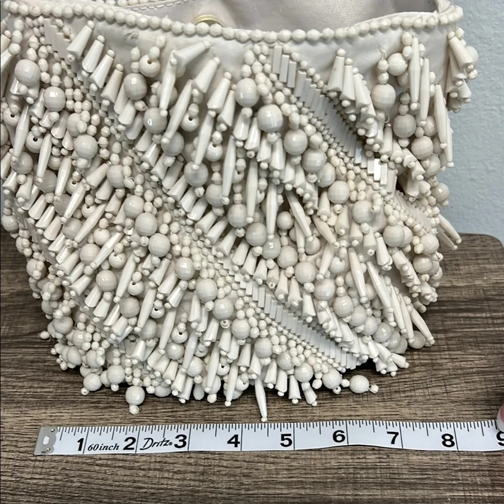 Antik Kraft White ✨🤍 Beaded Shoulder Bag with Fringe - Image 2