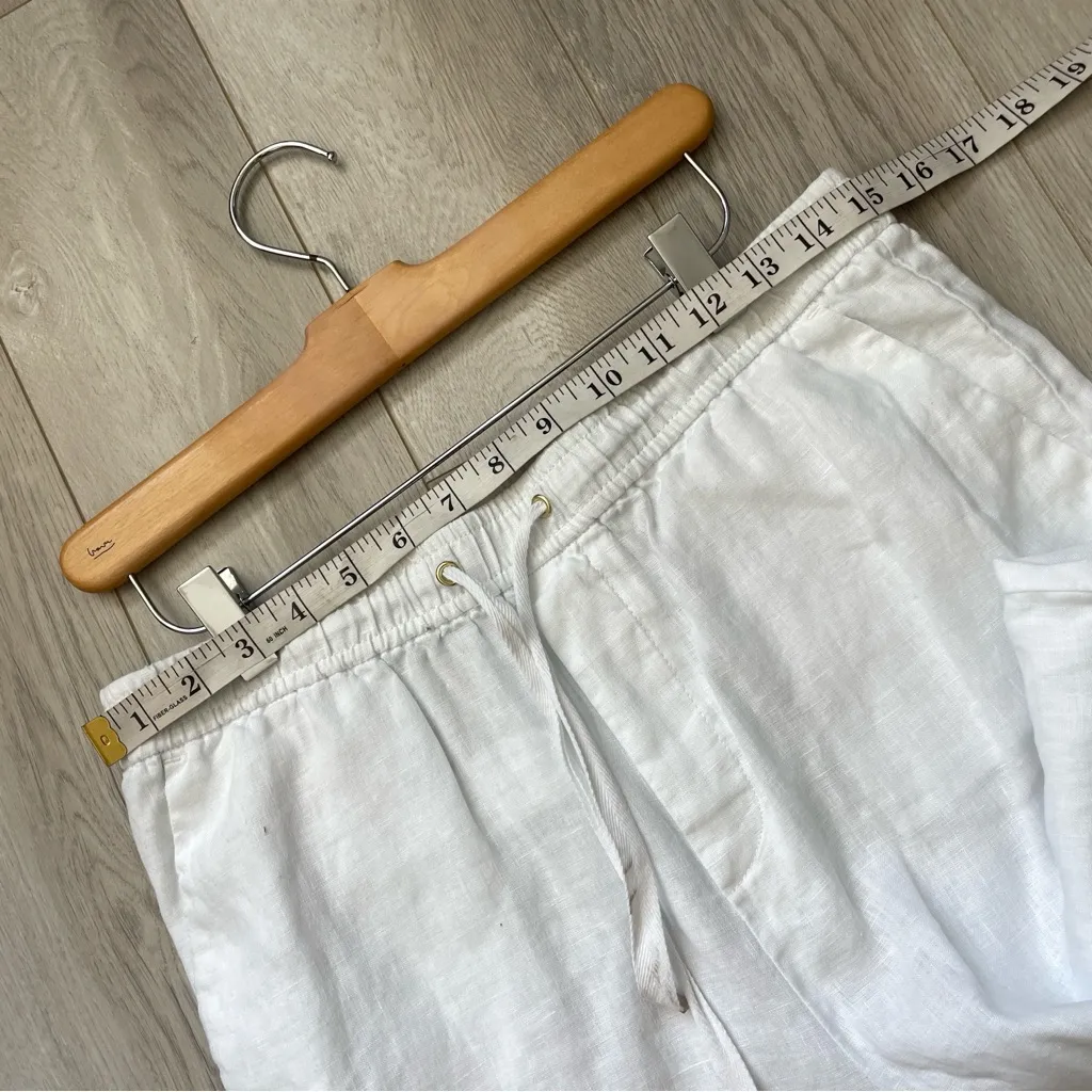 Mango Linen Pants straight leg pull on womens White (medium) vacation resortwear - Image 5