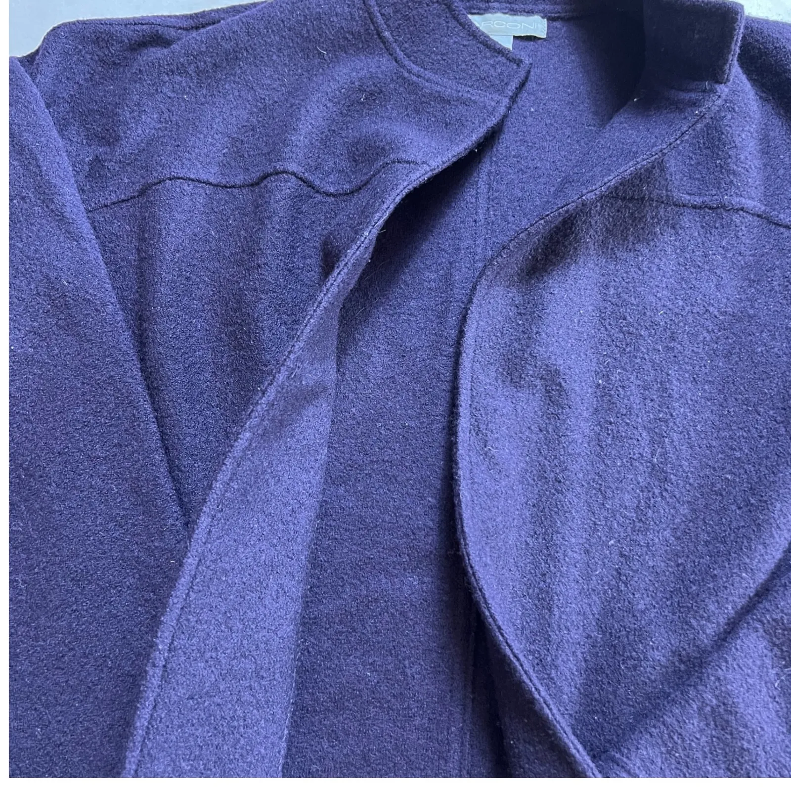 Vintage MARCONI Women's Purple Wool Open Front Cardigan Jacket Size L Size L - Image 3