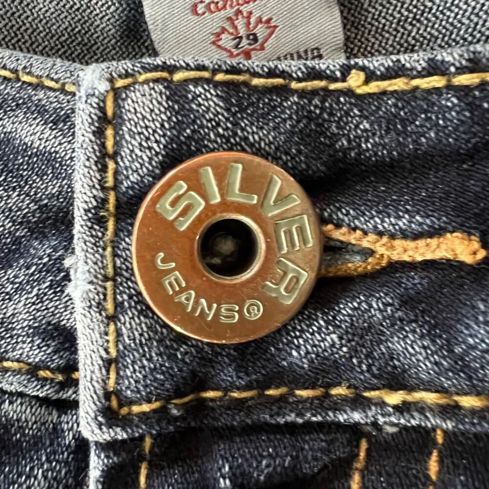 Silver Jeans Womens Denim Blue Jeans Aiko Fit Flare Leg Dark Wash Size 29 - Image 4