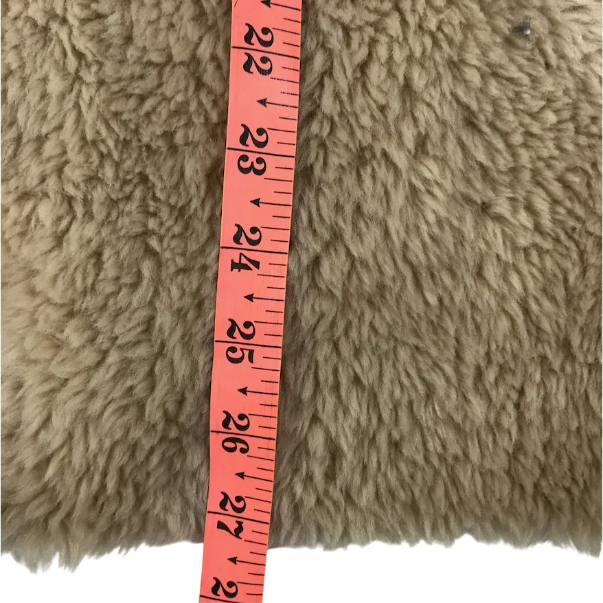 Australian Wool V Neck Fur Coat Women L Brown Soft Cozy Unique Boho Elegant NWT - Image 13
