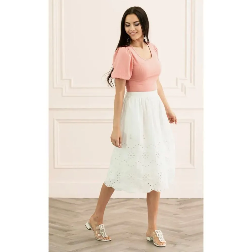 ✨Rachel Parcell Ribbed Puff Sleeve Peachy Sz Medium Tee✨ - Image 6