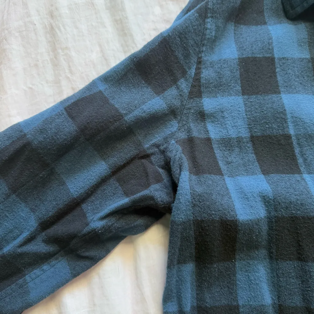 Grateful Dead Flannel Shirt Blue/Black Graphic Button Down Logo Size Small - Image 4