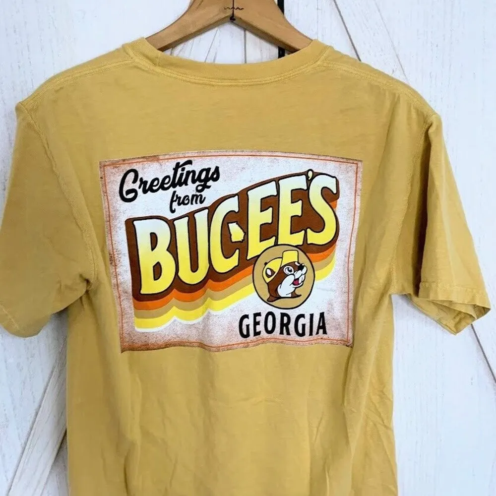 Buc ees T-Shirt Greetings From Georgia Logo Yellow Size Adult Small Unisex Tee - Image 3