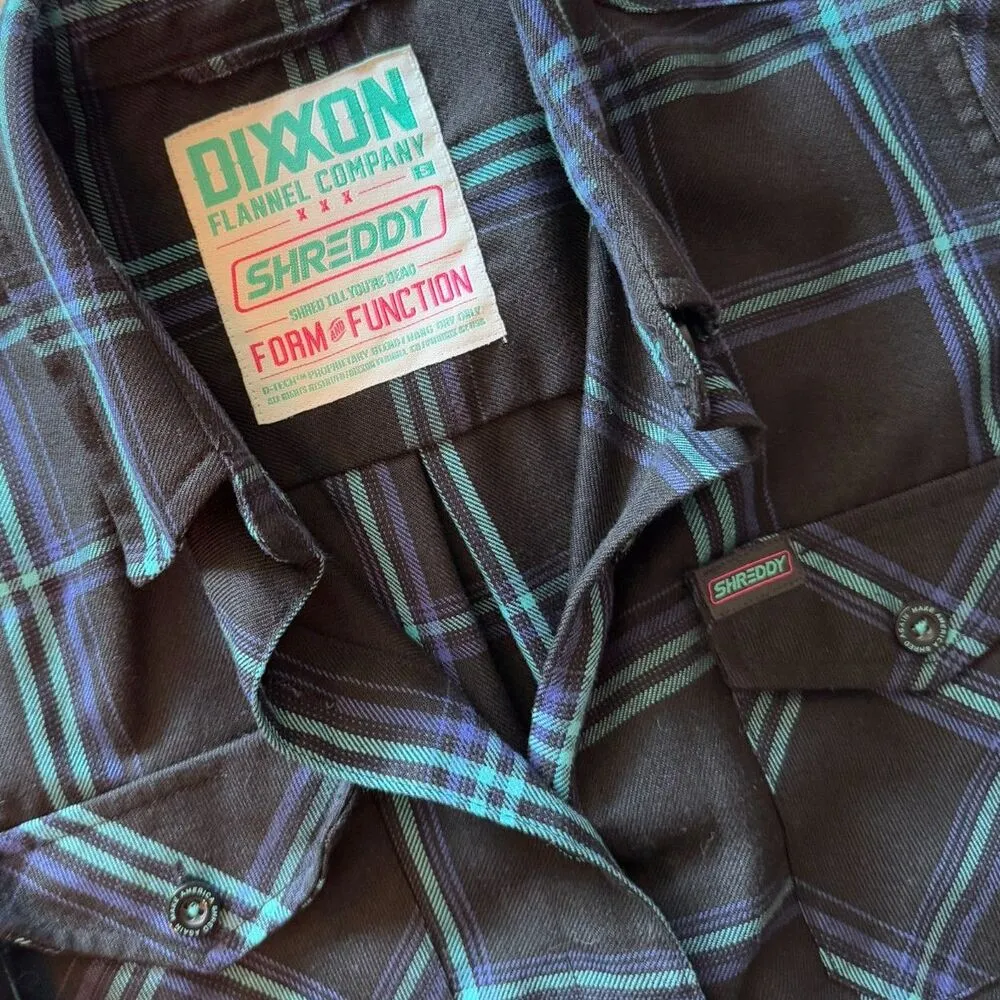 Dixxon | "The Shreddy" Teal & Black Long Sleeve Women's Flannel Size Small - Image 8