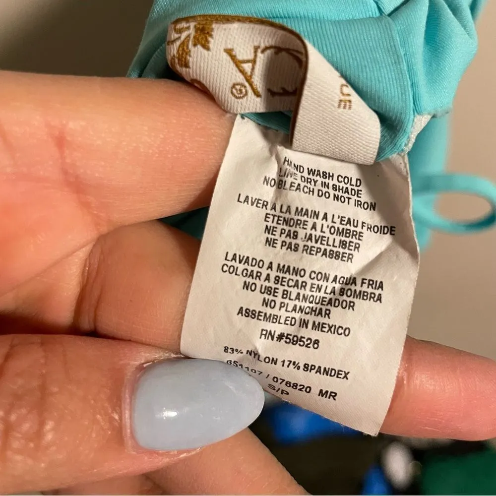 Becca Olivia One Piece Corset Square Neck Swimsuit in Sea Blue- Size Small - Image 8