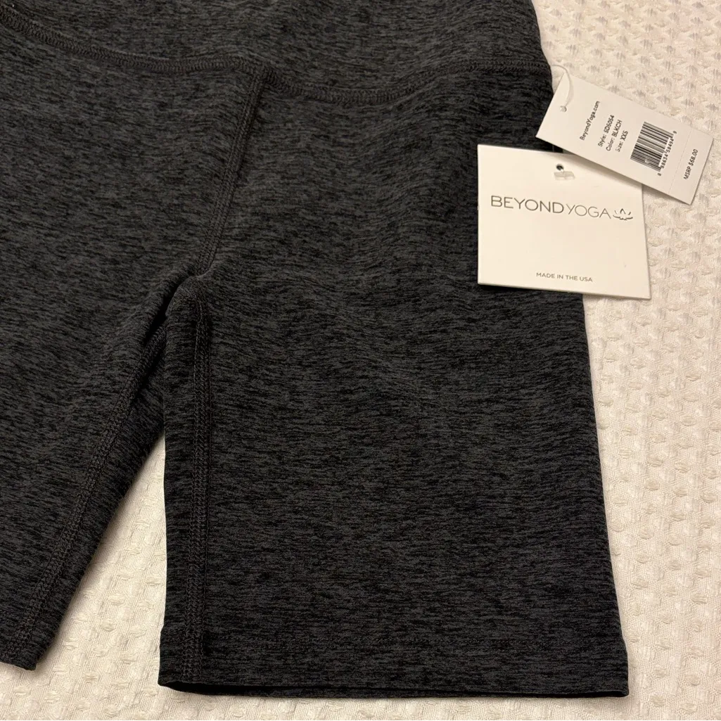 NEW! Beyond Yoga Spacedye High Waist Dark Charcoal Gray Bike Shorts XXS - Image 10