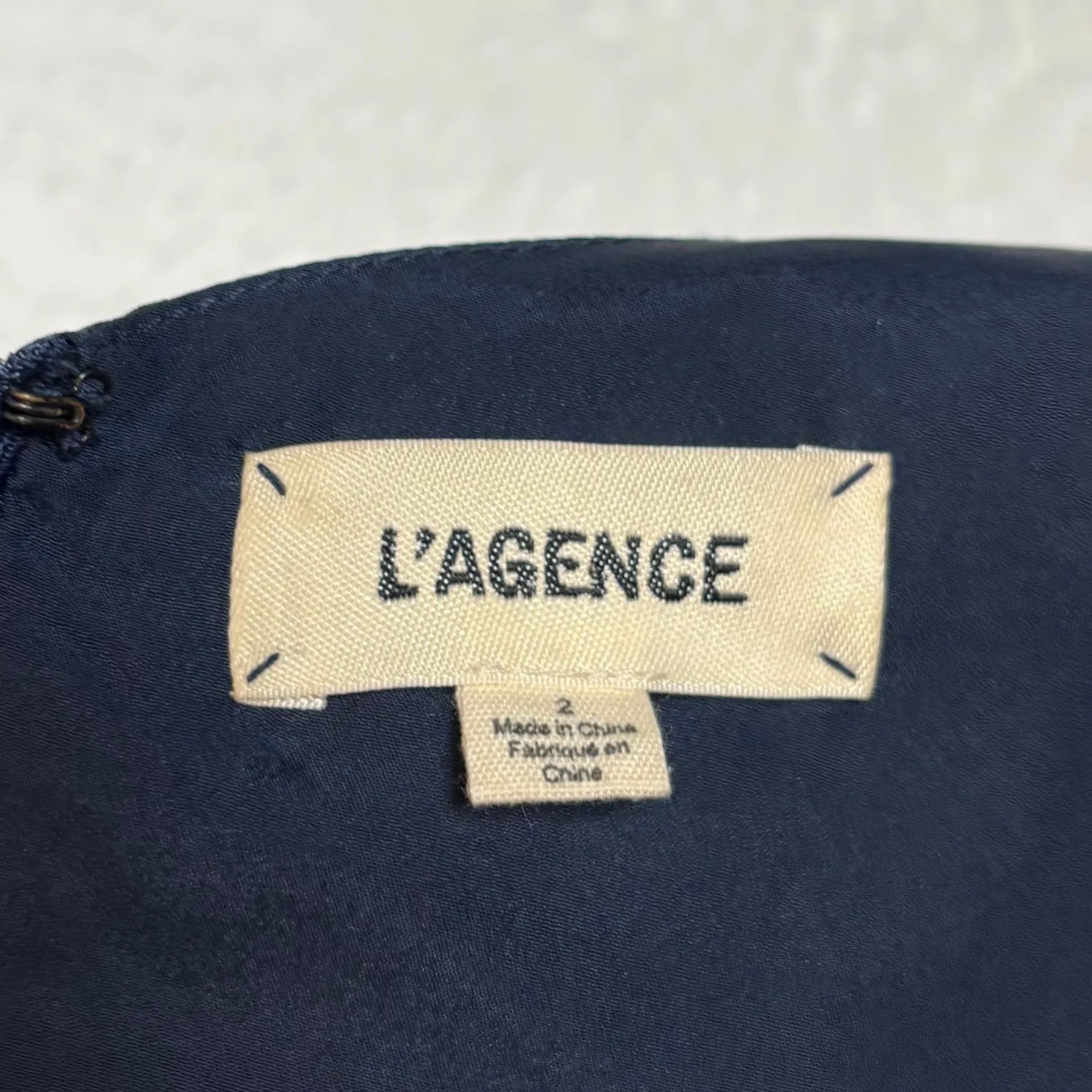 L'Agence Jaelyn Camisole Silk Wide Leg Jumpsuit Navy Blue Stripes Size 2 - Image 6