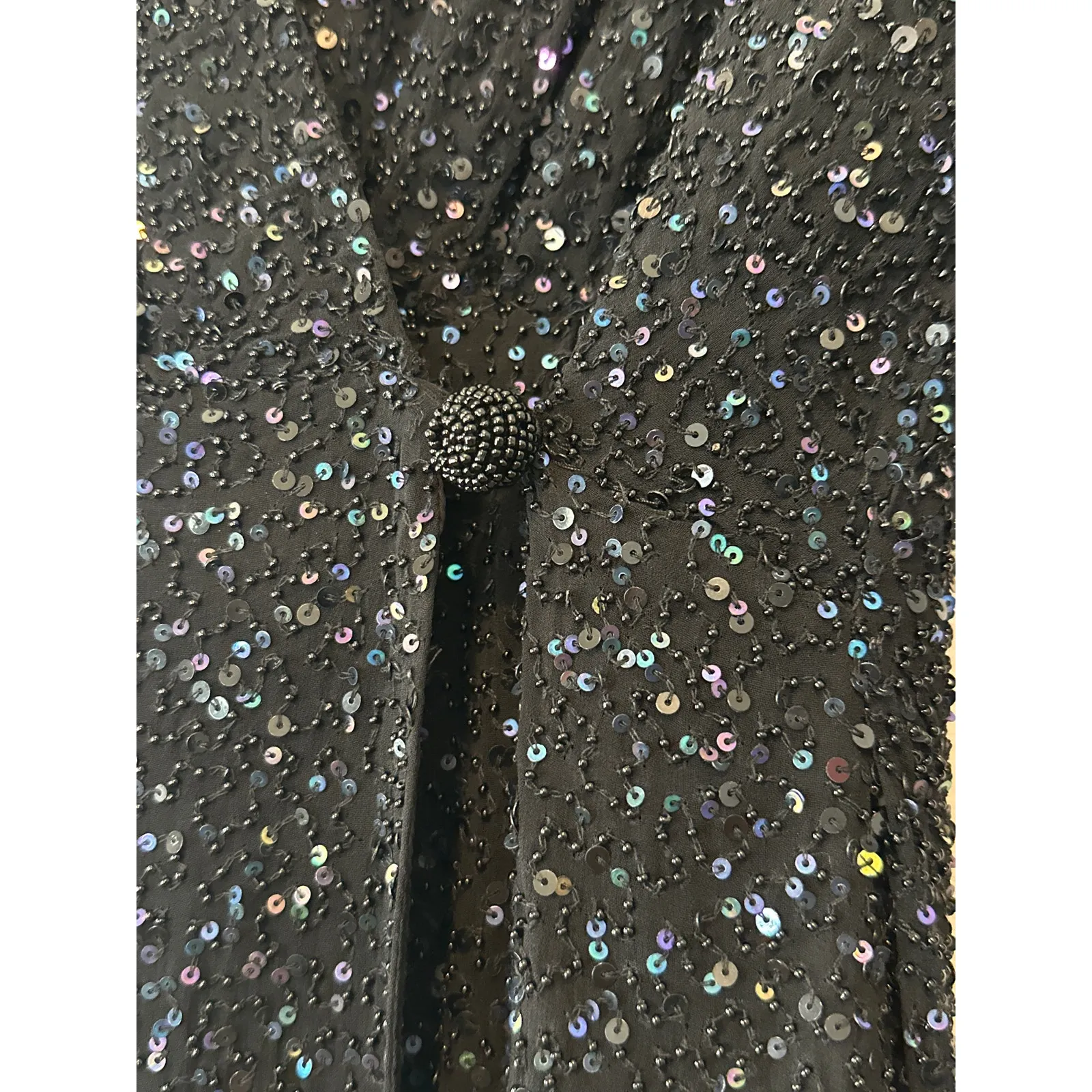 Retrofete Jasmine Black Sequin Wrap Midi Dress NWT Size Small - Image 7