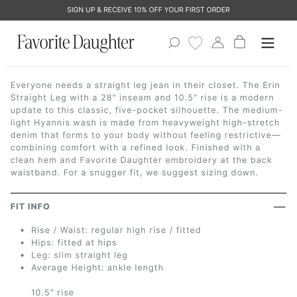 Favorite Daughter The Erin High Rise Slim Straight Jeans Size 24 - Image 4