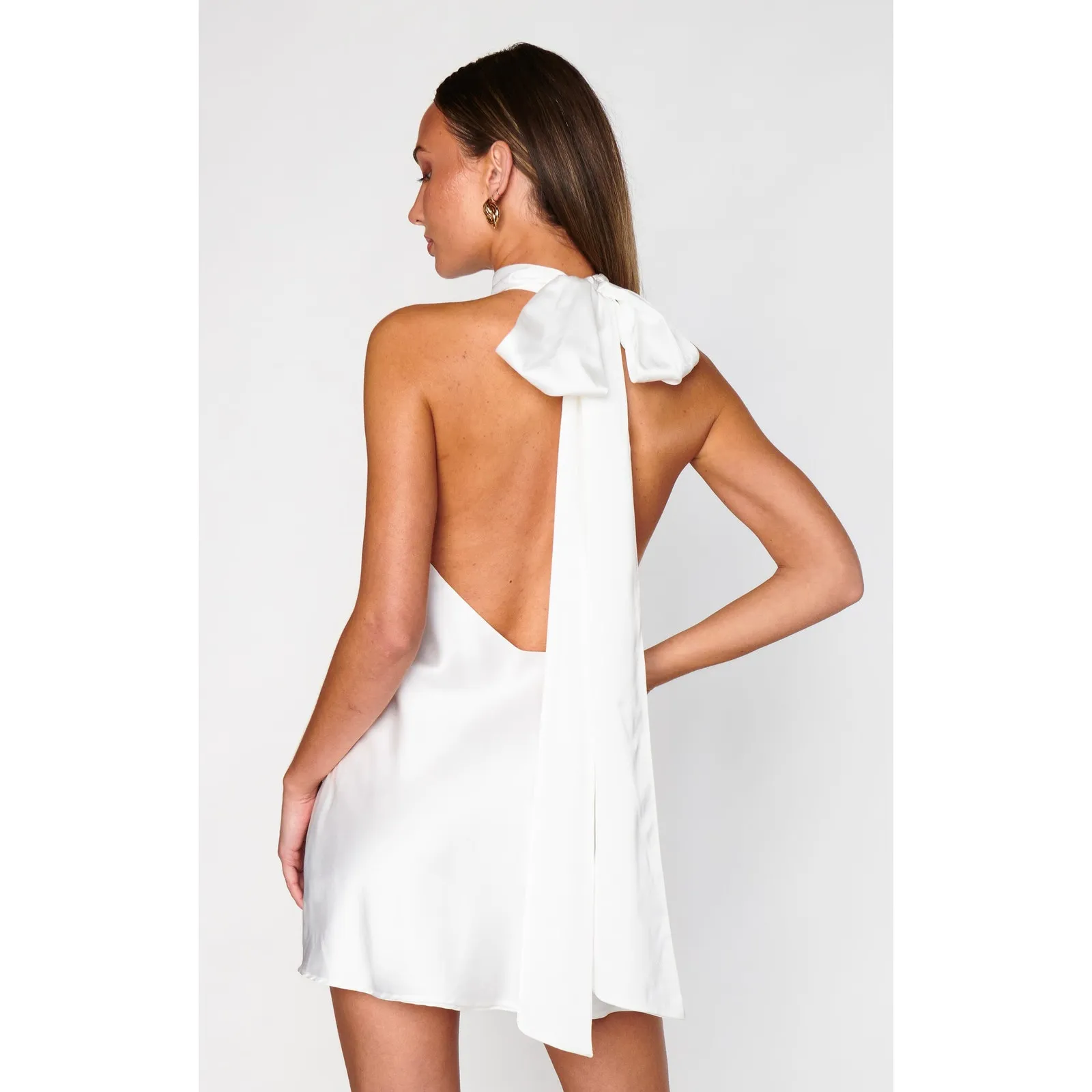 Show Me Your Mumu Lisa Mini Dress Ivory Luxe Satin XXS - Image 3