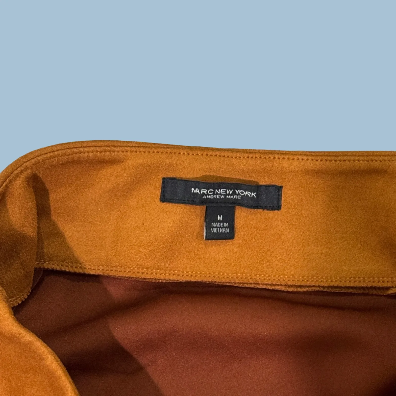 Marc New York Faux Suede A-Line Skirt Brown Tan Gold Accent - Medium - Image 6