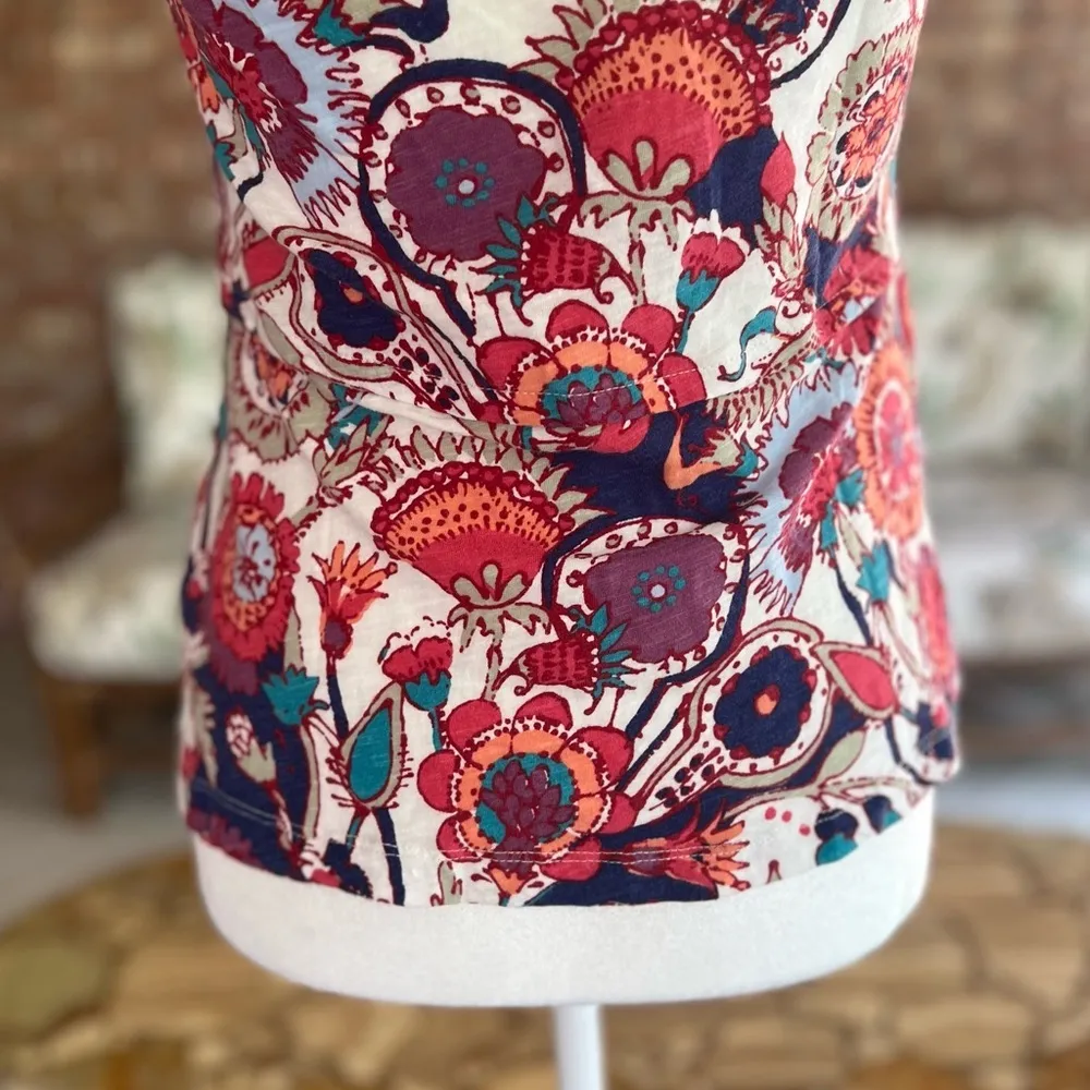 Deletta Anthropologie Amalia Floral Peplum Knit Top S - Image 10