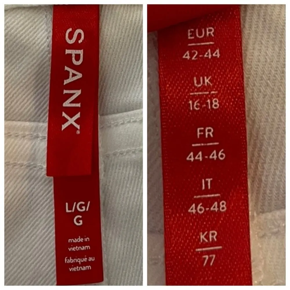 SPANX Crop Pants Wide Leg Twill White Pull On Flap Pockets Women’s Size Large - Image 9