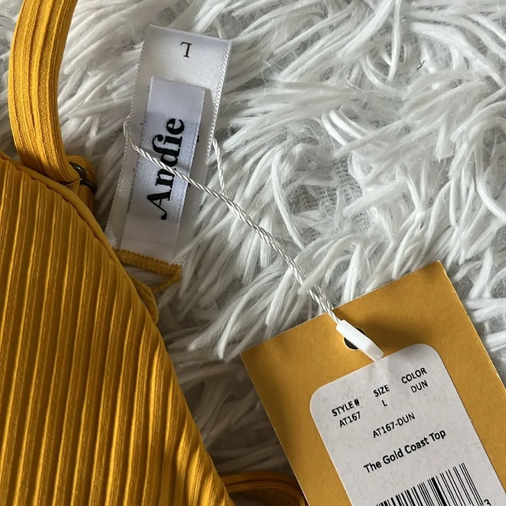 Andie womens The Gold Coast Ribbed bikini Top in Dune size Large - Image 4