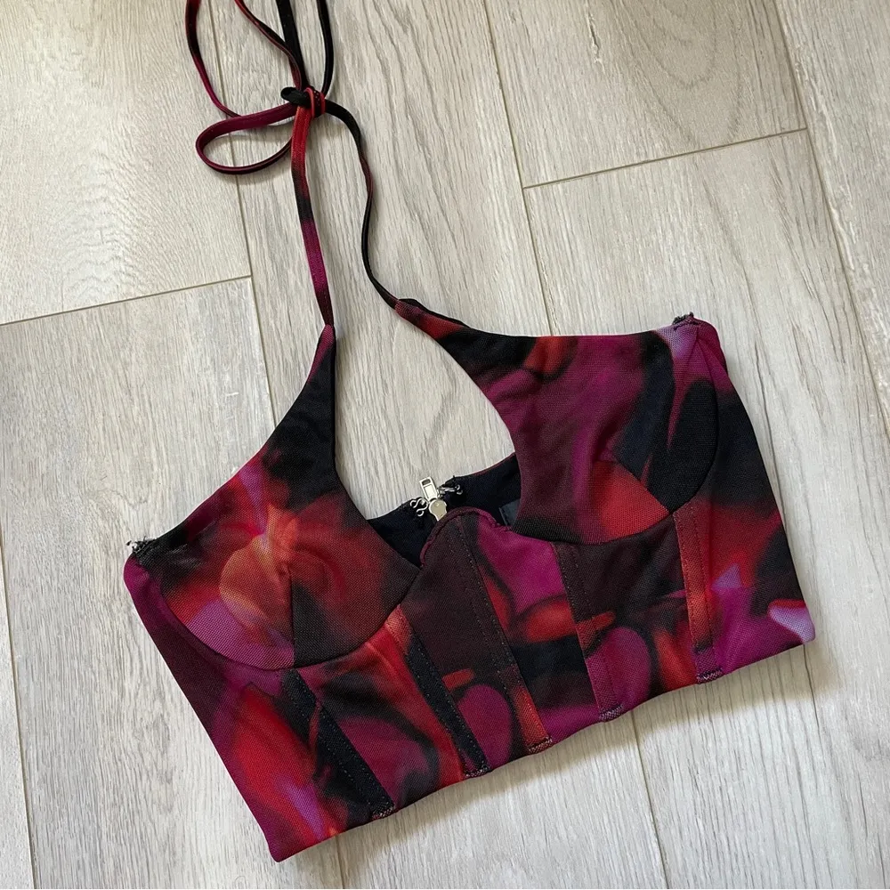 White Fox Fantasy World Bustier Halter Crop Top Black (xs) party cocktail sexy - Image 2