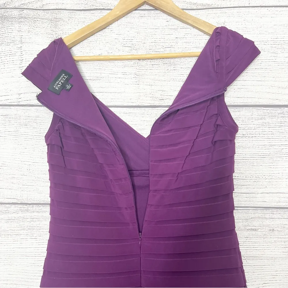 Adrianna Papell Purple Bandage Sheath Cocktail Dress Size 10 Wedding Guest - Image 7