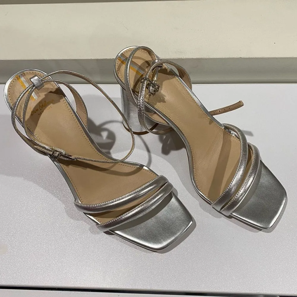 Sam Edelman Women's Kia Sandal Soft Silver Smooth Leather Size 9.5 - Image 8