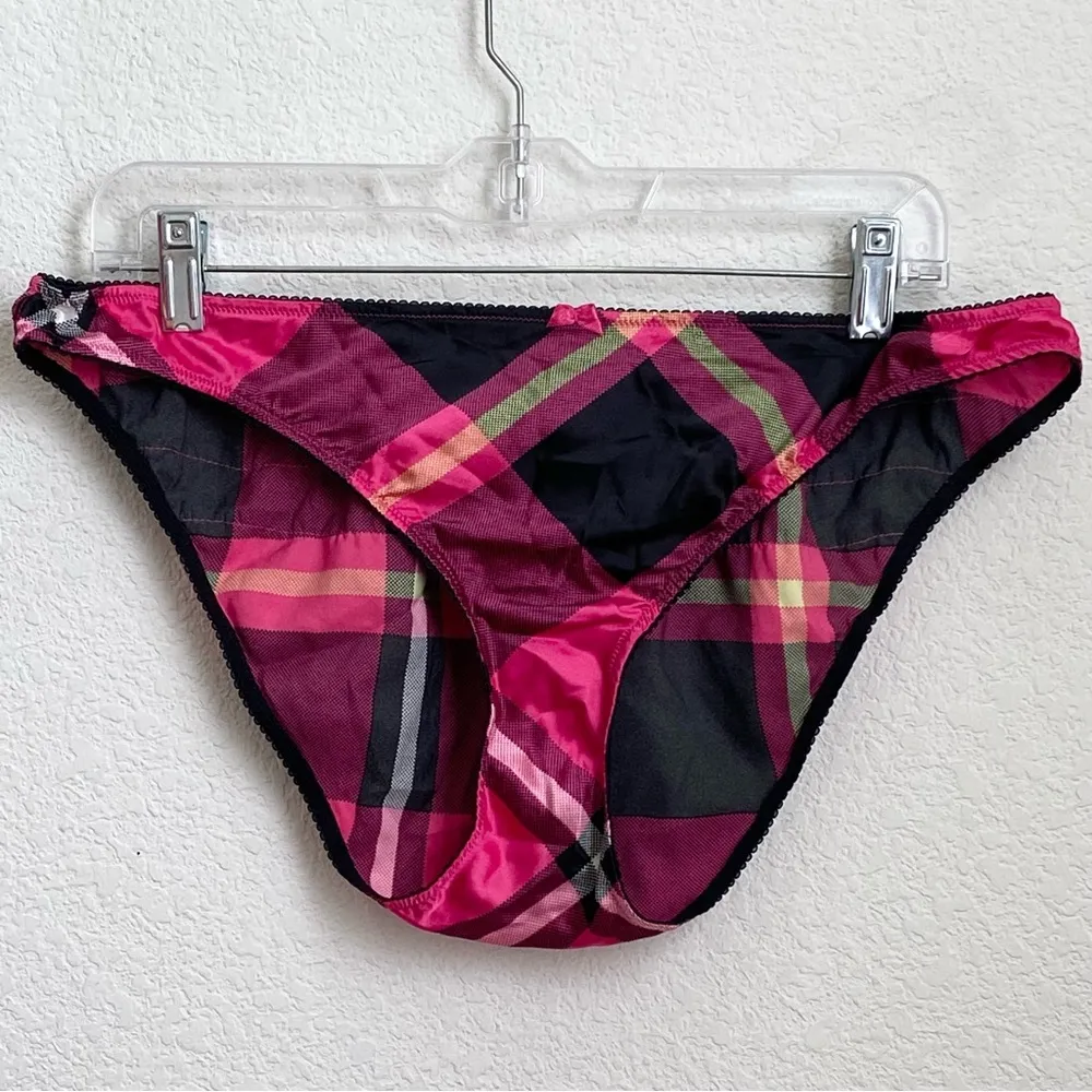 VICTORIA’S SECRET Plaid Pink/Black Open Back Babydoll Tank & Panty Set Size XL - Image 11