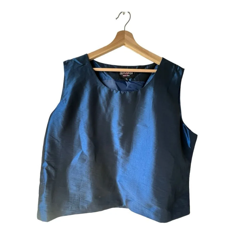 Women's Vintage Royal blue TERRAΜΙΝΑ blazer sleeveless Collection New York 22. Size undefined - Image 2