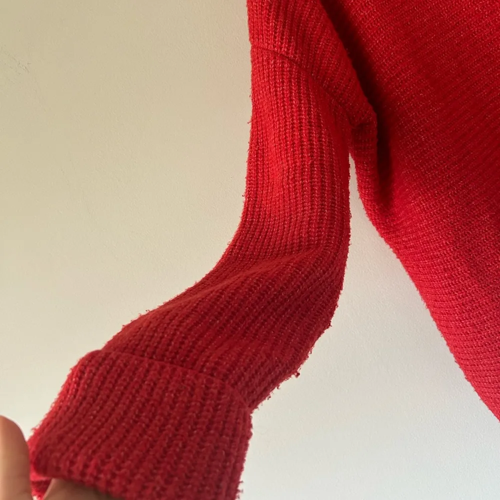 Pilcro Anthropologie Red Oversized Cowl Neck Sweater Size Medium - Image 7
