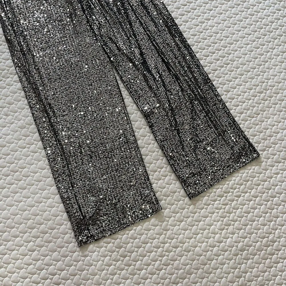 $ 350 NWT Twinset Women's Sequin Sparkle High Waist Pants Size XXS - Image 7