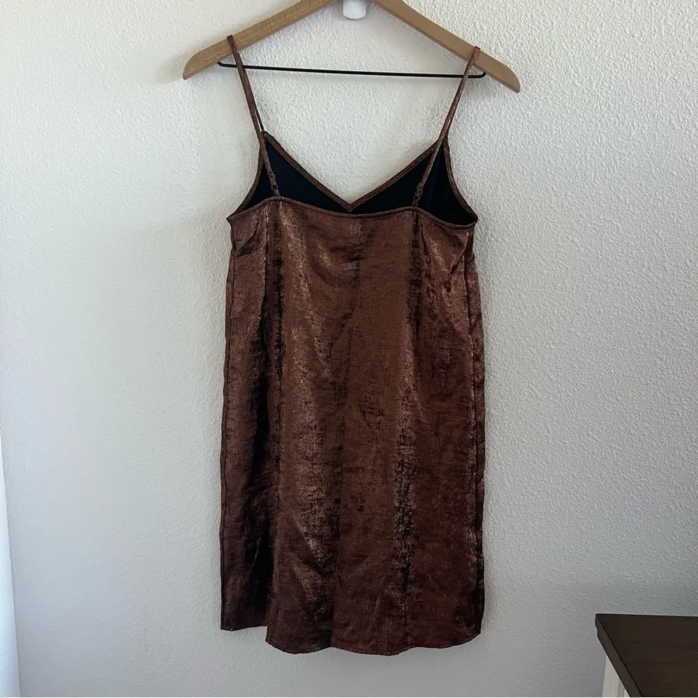 A New Day Metallic Slip Style Dress Bronze and Black XS - Image 2