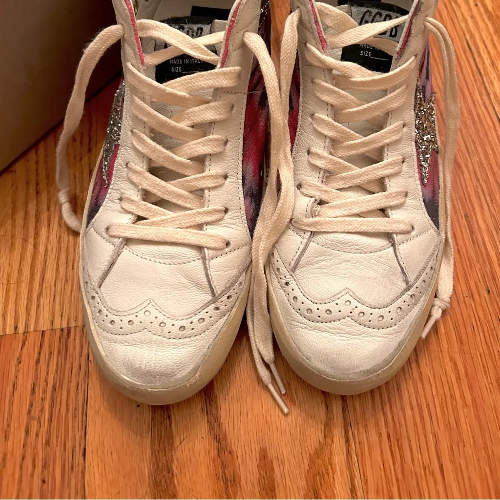 Golden Goose Midstar Tie Dye Suede Sneakers - Pink and White - Image 4