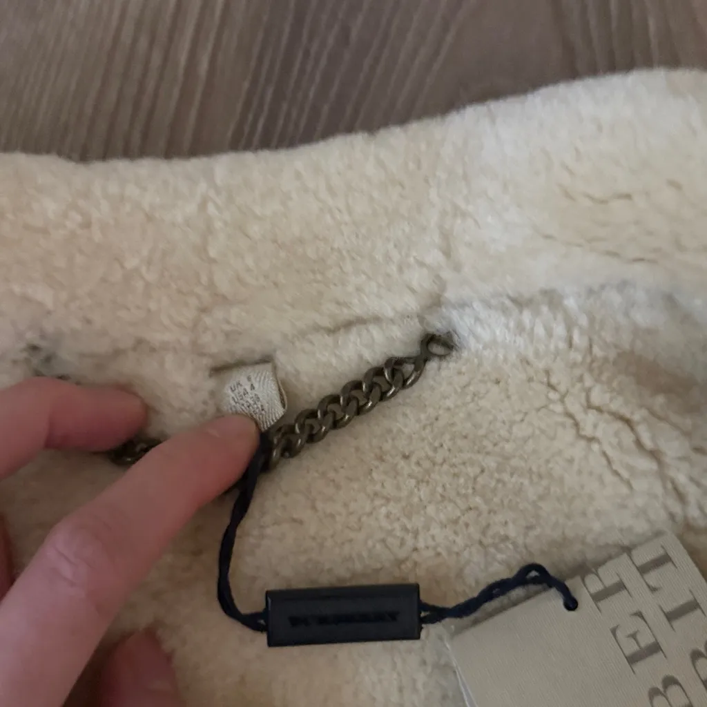 NWT BURBERRY Brit Dark Malt Lambskin Suede And Shearling Duxford Bomber Jacket - Image 10