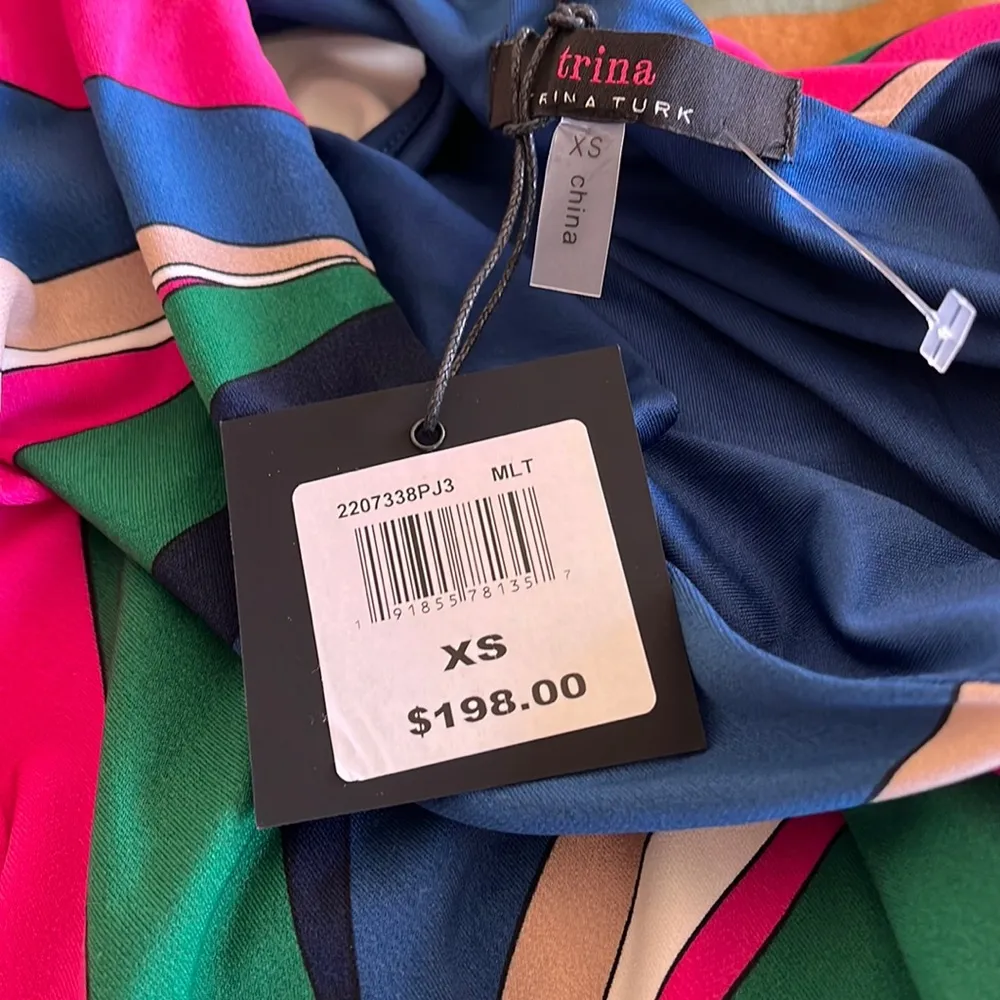 NWT Trina Turk dress Burch Wave geometric Stretch Jersey Mini Dress Multi - Image 6