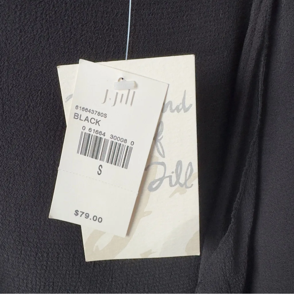 J. Jill Black Maxi Skirt ruffle side tie strings waist zipper zip up back solid - Image 6