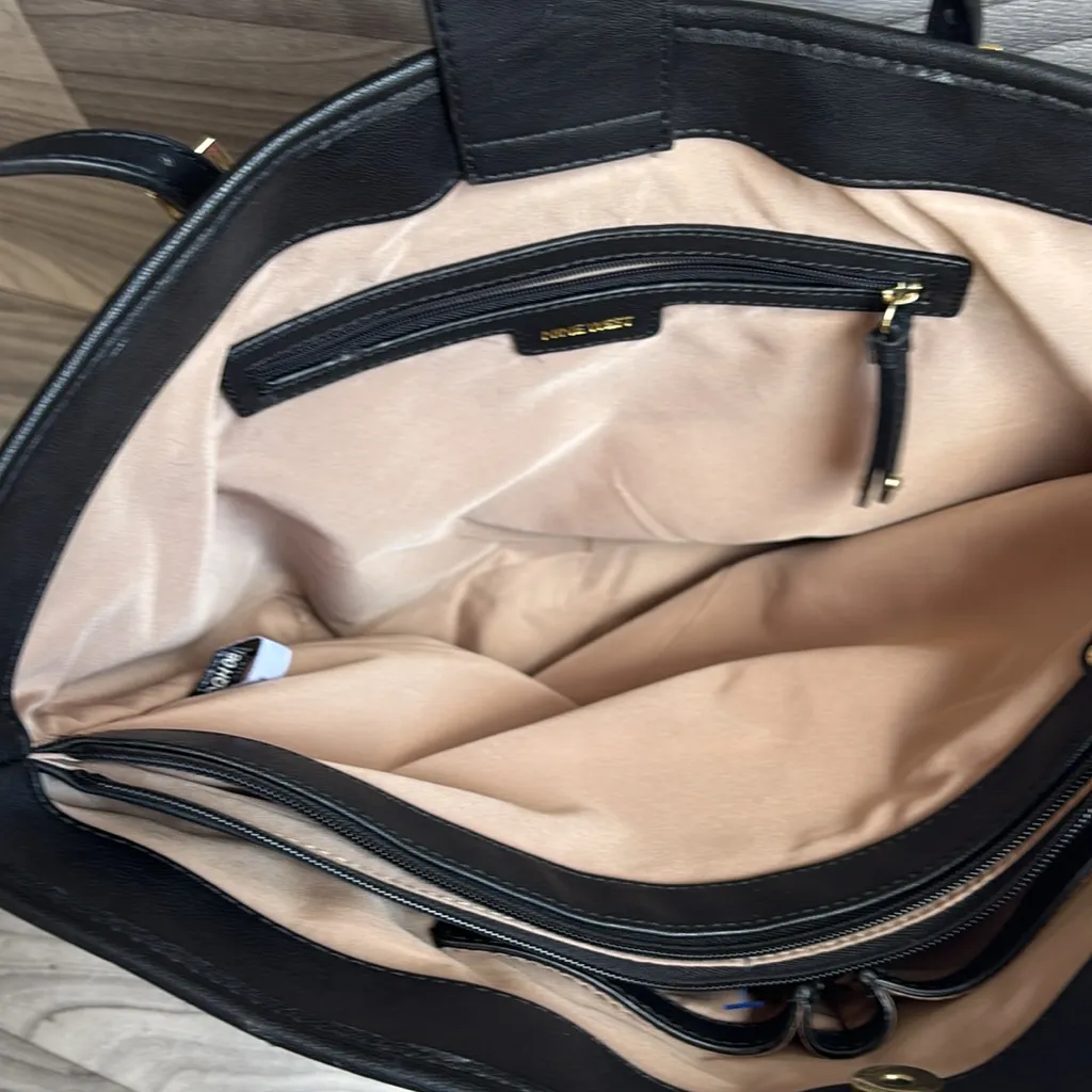 Nine West Floral Black and Pink Tote - Image 12
