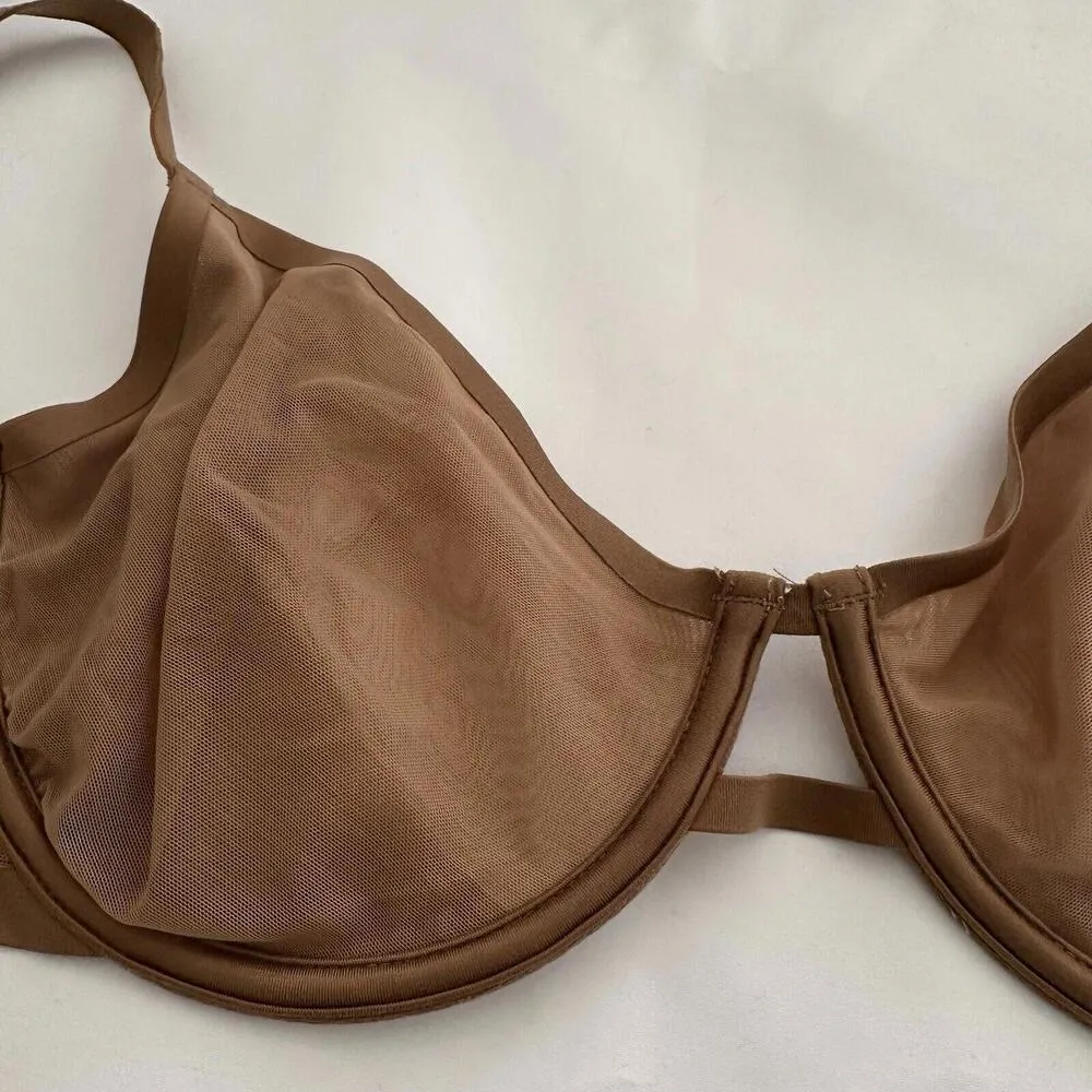 Auden Semi Sheer 36C Brown Mesh Unlined Demi Coverage Underwire Size undefined - Image 2