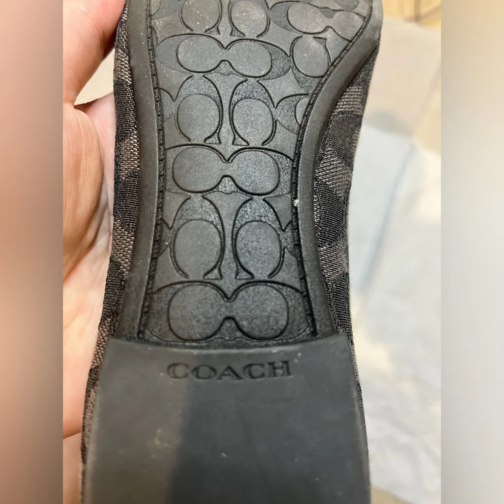 COACH C Logo Bea Black/Gray FeminineClassicDressy Charm Tassel Ballet Flats Sz 9 - Image 5