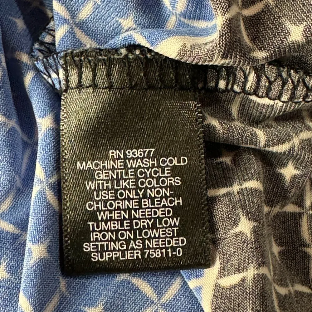 Liz Claiborne Career X-Large Top Geometric Stretch Long Sleeve Keyhole V-Neck - Image 7