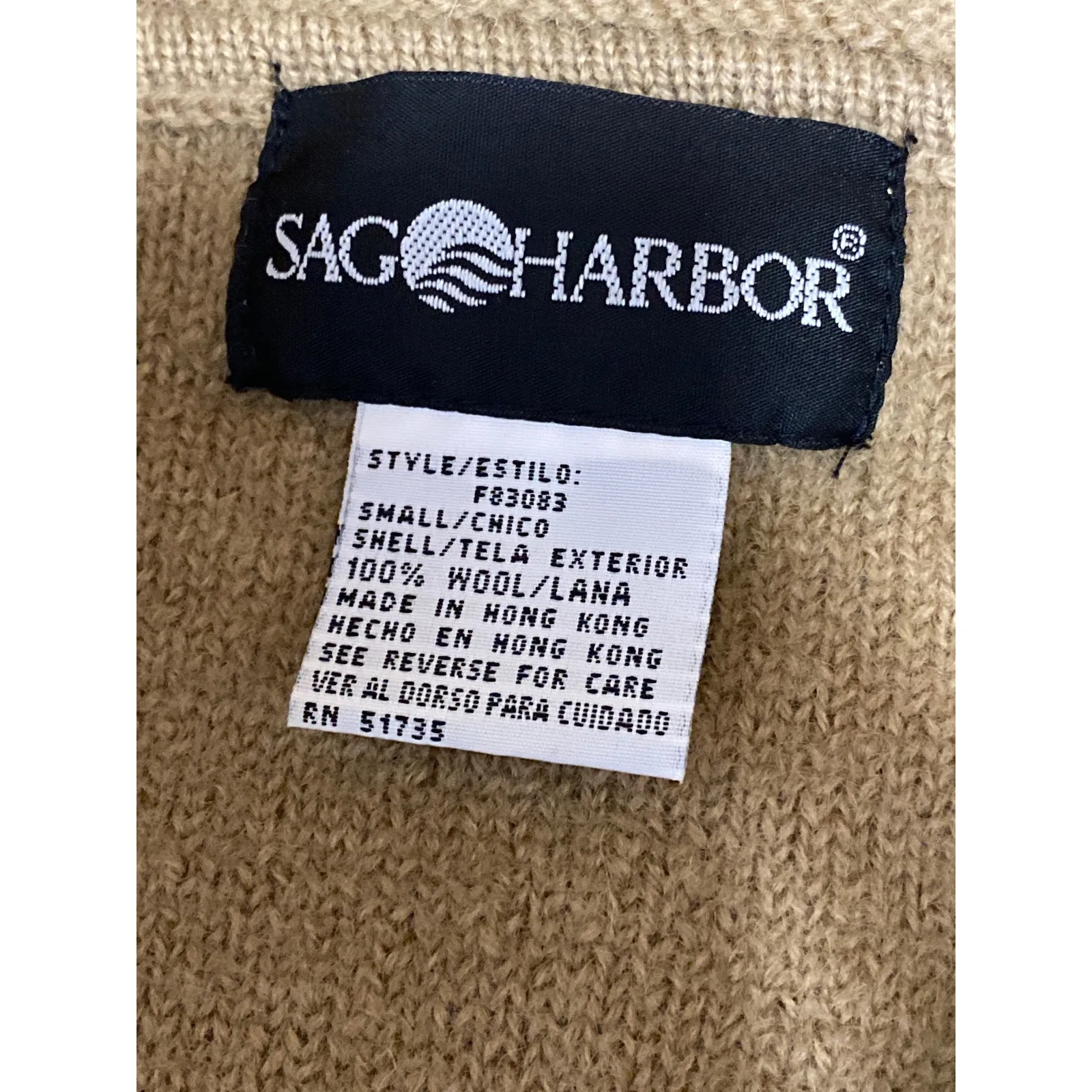 Sag Harbor Women's Tan Wool Long Sleeve Button Up Cardigan Sweater Top Size M - Image 5